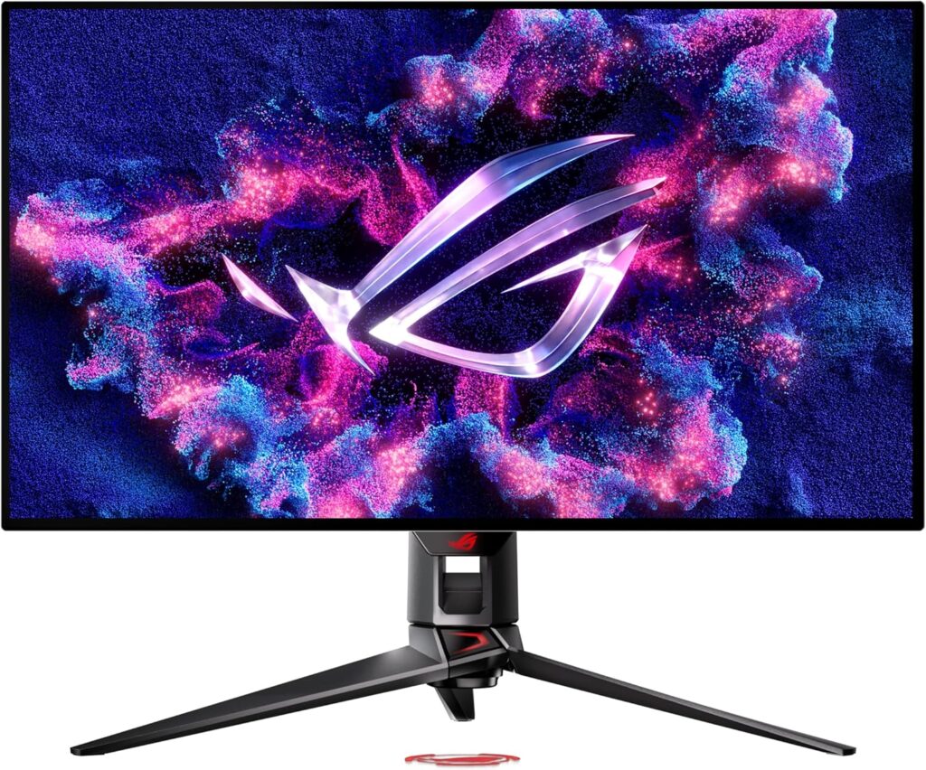 ASUS ROG Swift 32” 4K OLED Gaming Monitor (PG32UCDP) – WOLED, Dual Mode (4K 240Hz, FHD 480Hz), 0.03ms, G-SYNC Compatible, Custom Heatsink, AI Gaming, 99% DCI-P3,True 10-bit, USB-C 90W, 3yr Warranty