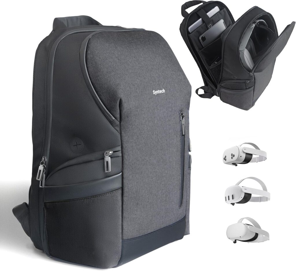 Syntech XR Headset Backpack Compatible with Oculus/Meta Quest 3S/Quest 3/2, Made for Meta, Carrying Case for Gaming Headset with Elite Battery Strap and Accessories, 20L Travel Bag for Daily Use