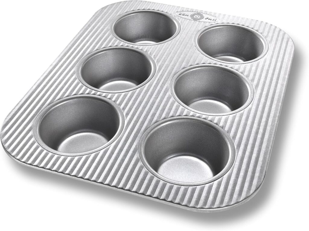 USA Pan Nonstick Toaster Oven 6 Cup Muffin Pan, Aluminized Steel
