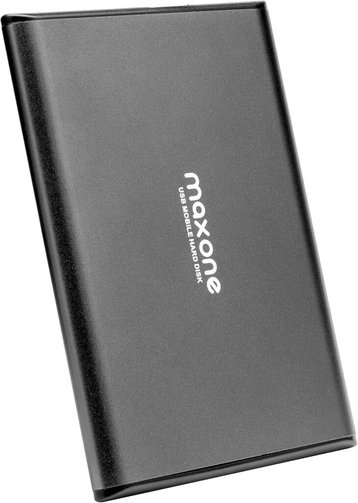 Maxone 500GB Ultra Slim Portable External Hard Drive HDD Compatible with PC, Laptop, Grey