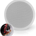 Pyle Ceiling Mount Speaker – 8” 600W Peak – 2-Way 70V Transformer for Commercial Restaurant Audio, Surround Sound, Flush Design in-Wall Installation PDIC83T – 1pc (White)