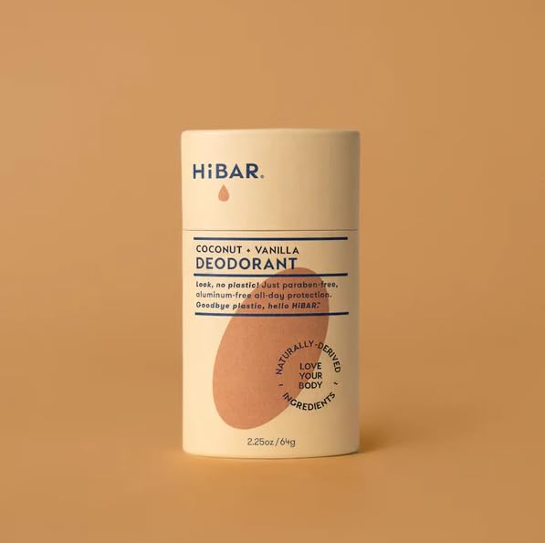 HiBAR – Coconut & Vanilla Plastic Free Deodorant – Natural Deodorant – All-Day Protection – With Sunflower Seed Wax, Rice Bran & Shea Butter – Plastic, Paraben & Aluminum-Free – Vegan – 3 Pack