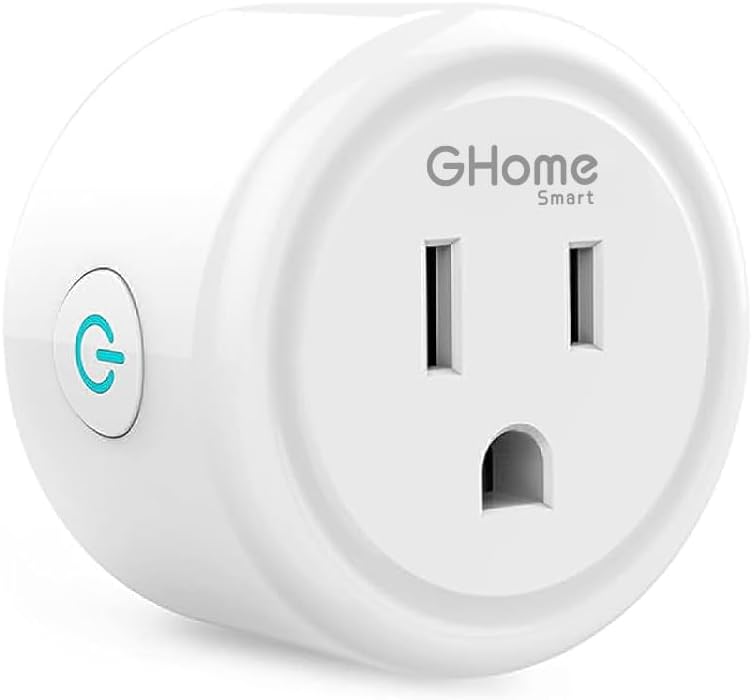 GHome Smart Mini Smart Plug Works with Alexa and Google Home, WiFi Smart Outlet Socket Remote Control Timer Function, Only 2.4GHz Network, No Hub Required, ETL FCC Listed, White