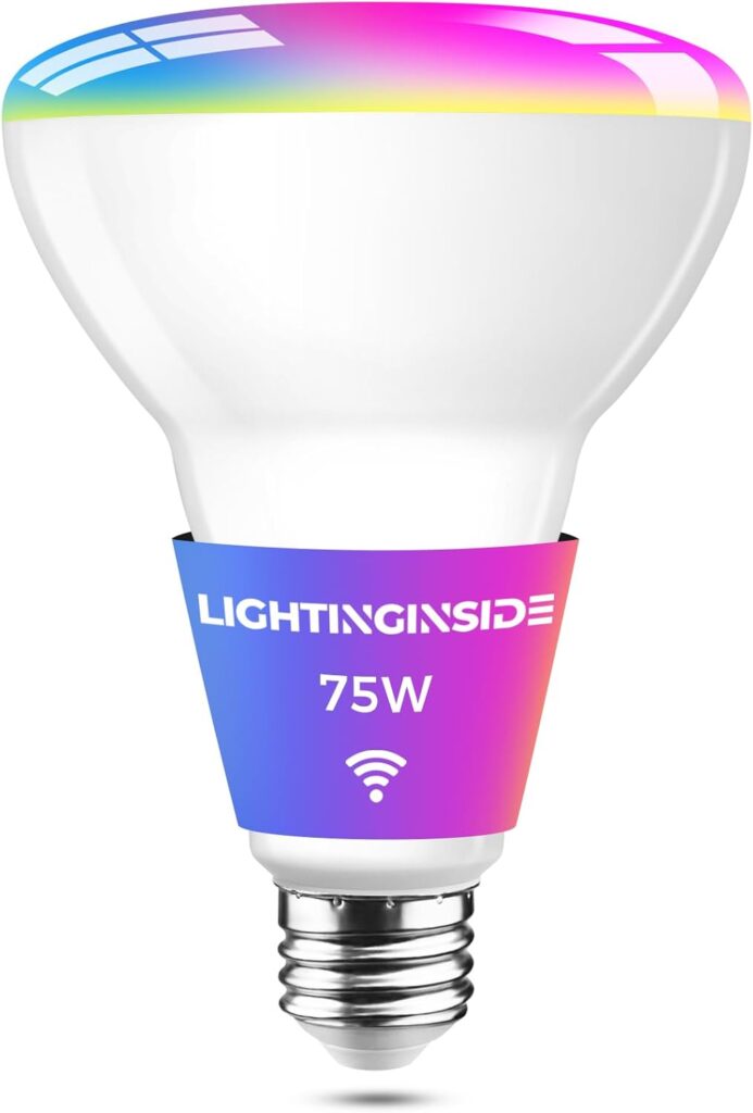 Lightinginside BR30 Smart Bulbs 1100LM, 12W 75W Equivalent, Flood Light Bulb Compatible with Alexa/Google Assistant, E26 Recessed Bulb, 80+CRI, No Hub Required, 2.4GHz WiFi Only, ETL Listed,1PC