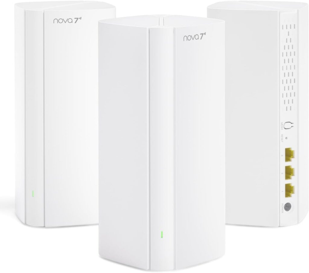 Tenda WiFi 7 Mesh System BE3600 – Dual Band Mesh WiFi System for Home, Covers Up to 6,600 Sq. Ft., Seamless Mesh Network with 3 Gigabit Ports, Supports 160+ Devices, MLO, VPN, 4K QAM, ME3 Pro (3-Pack)