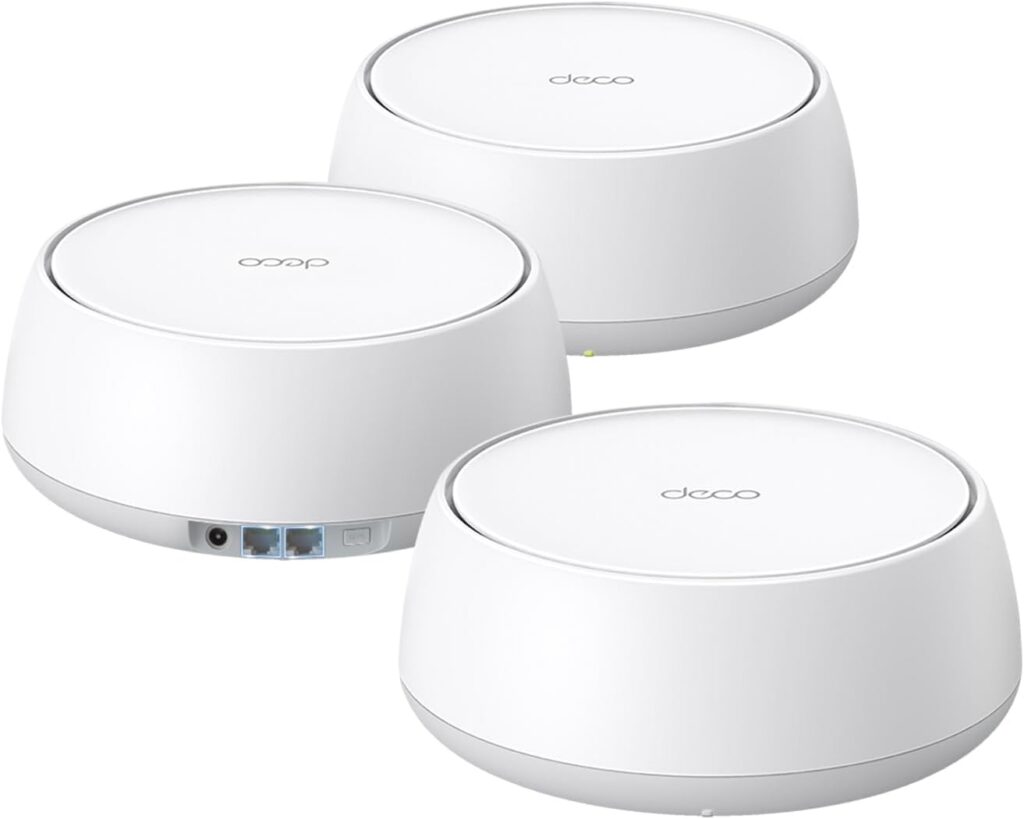 TP-Link Deco 7 BE25 Dual-Band BE5000 WiFi 7 Mesh Wi-Fi System | 4-Stream 5 Gbps, 240 Mhz | Covers up to 6,600 Sq.Ft | 2X 2.5G Ports Wired Backhaul | VPN,MLO, AI-Roaming, HomeShield, 3-Pack