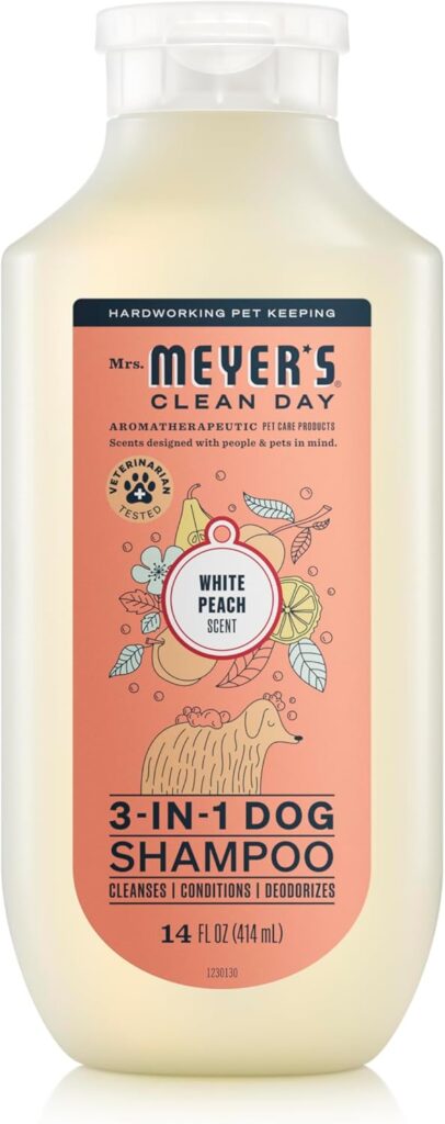 MRS. MEYER’S Clean Day 3 in 1 Dog Shampoo, White Peach Scent, 14oz