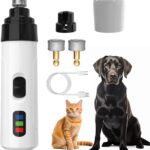 Dog Nail Grinder Upgraded,Professional 2-Speed Pet Nail Trimmer,Quiet and Low-Vibration Dog Nail Trimmers,and 3 Ports for Large,Medium,Small Pets with Hard or Thick Nail