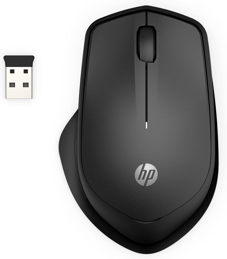 HP 280 Silent Wireless Mouse – Ergonomic, Right-Handed Design – 2.4GHz USB Wireless Connection – Multi-Surface Technology, 1600 DPI Optical Sensor – Win, Chrome, Mac OS – Up to 18-Month Battery Life