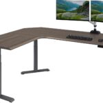 Vari ComfortEdge 80×60 L-Shape Electric Standing Desk – Height Adjustable Sit-Stand Corner Desk for Home Office with Reversible Left/Right Design + Espresso Wood Top/Slate Legs (Ships in 3 Boxes)