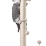 MECOOL 34” Tall Cat Scratching Post Premium Basics Kitten Scratcher Sisal Scratch Posts Trees with Hanging Ball for Indoor Cats, Beige
