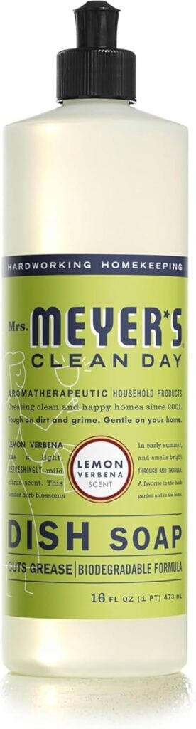 MRS. MEYER’S CLEAN DAY Liquid Dish Soap, Lemon Verbena, 16 fl. Oz