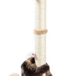ANWA 32″ Tall Cat Scratching Posts for Indoor Cats, 3-in-1 Vertical Cat Scratching Post with Plush Toys, Premium Sisal Post for Cats at All Ages with Reinforced Stable Base, Beige