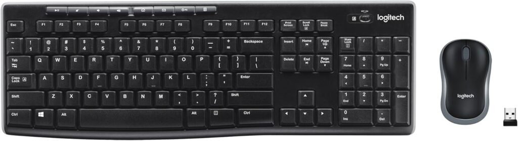 Logitech MK270 Wireless Keyboard and Mouse Combo for Windows, 2.4 GHz, 8 Multimedia Keys, PC, Laptop, Wireless Keyboard Compact Mouse Combo – Black