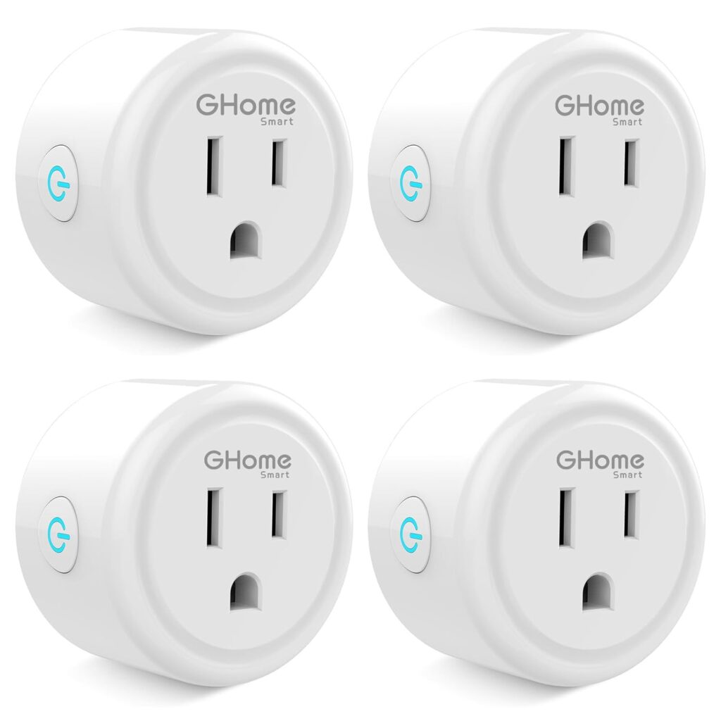 GHome Smart Plug Mini, WiFi Smart Outlet Plug Works with Alexa and Google Home, Timer Outlet with APP Control, 2.4GHz Network Only, No Hub Required, ETL FCC Listed (4 Pack), White