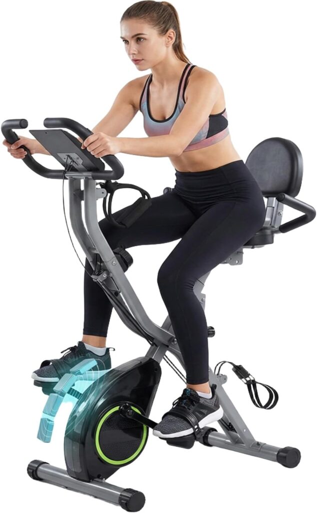 Foldable Exercise Bike Stationary Bikes for Home, 5 IN 1 Indoor Workout Bike, Cycling Bike with 16-Level Quiet Magnetic Resistance, 6.6 LBS Flywheel and 300LBS Capacity, 2026 Designed 817 X-bike