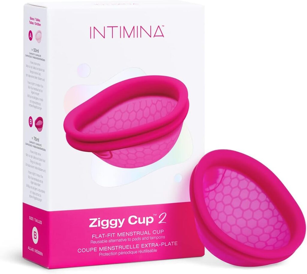 Intimina Ziggy Cup 2 – Extra-Thin Reusable Menstrual Disc, Menstrual Cup with Flat-fit Design, Menstrual Cups Ring, Period Products (Size B)