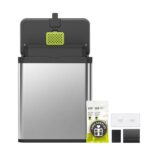 EKO Kitchen Compost Bin, 7L / 1.85 Gal Stainless Steel with Removable Inner Bucket and Deodorizer Compartment, 2-in-1 Countertop Compost Bin with Lid, Food Waste Caddy for Kitchen (MMT & Black Finish)