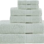 Madison Park Organic 100% Cotton Bathroom Towel Set, Hotel & Spa Quality Highly Absorbent, Quick Dry, Include for Shower, Handwash & Facial Washcloth, Multi-Sizes, Seafoam