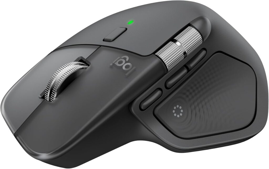 Logitech MX Master 4, Ergonomic Wireless Mouse with Advanced Performance Haptic Feedback, Ultra-Fast Scrolling, USB-C Charging, Bluetooth, Windows, MacOS – Graphite
