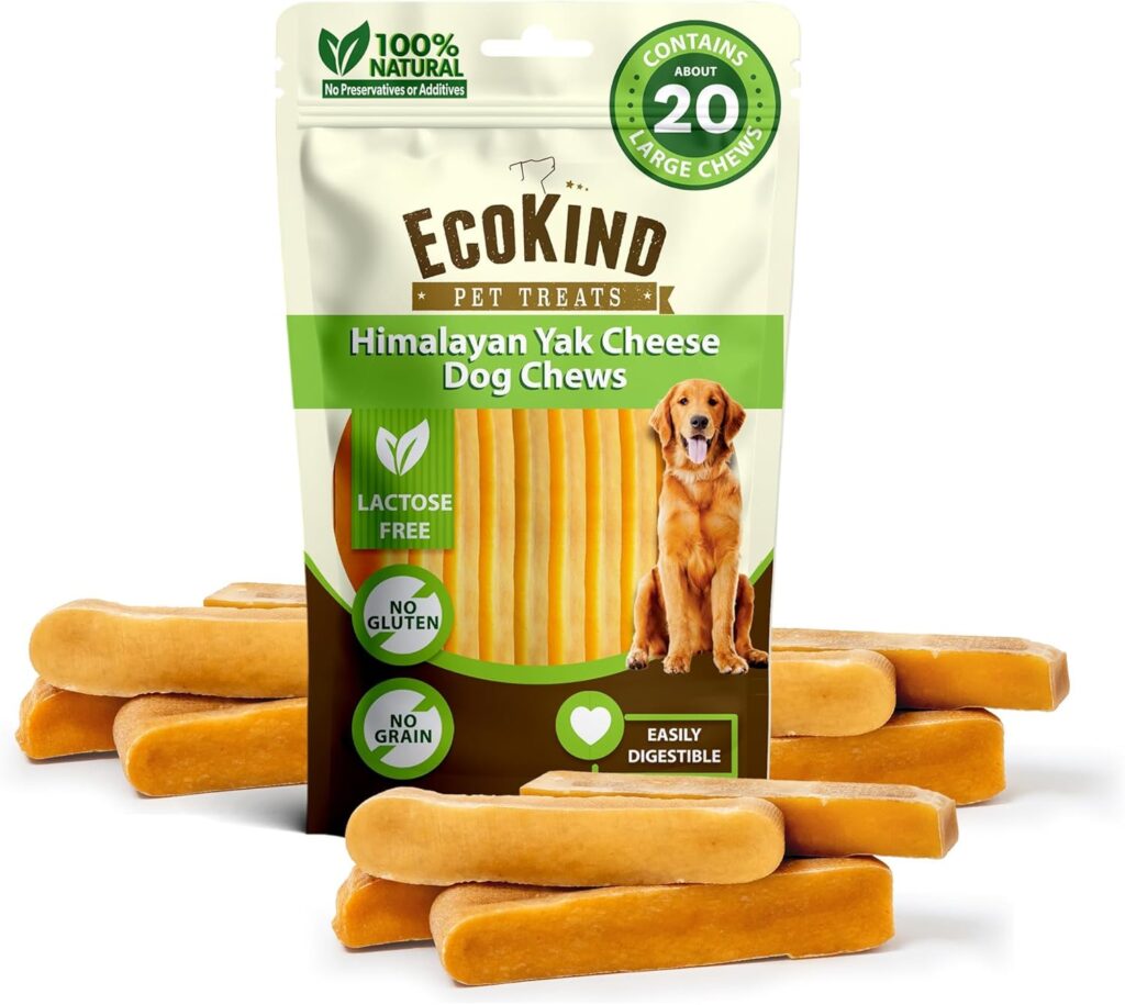 EcoKind Premium Gold Yak Cheese Himalayan Dog Chews, Dog Treats Large Breed, All Natural, High Protein, for Aggressive Chewers, Large – 20+ Chews (5 lb)