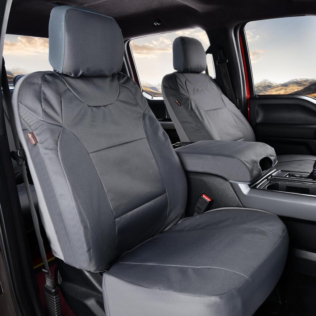 Coverado Front Seat Covers, Waterproof Oxford Seat Protector for Car Seat Cushions for Kids & Dogs, Compatible with 2015-2026 Ford F150 & 2017-2026 Ford F250 F350 F450 (Gray, 2PCS),