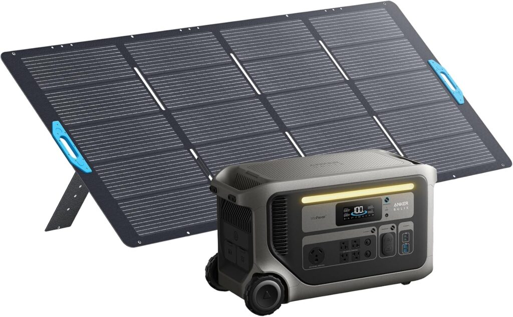 Anker SOLIX F3000 Portable Power Station and 400W Solar Panel, 3,072Wh, 6,000W Recharging, Solar Generator for Home Use, Expandable to 24kWh, For Outages, Camping, RVs, and Emergencies