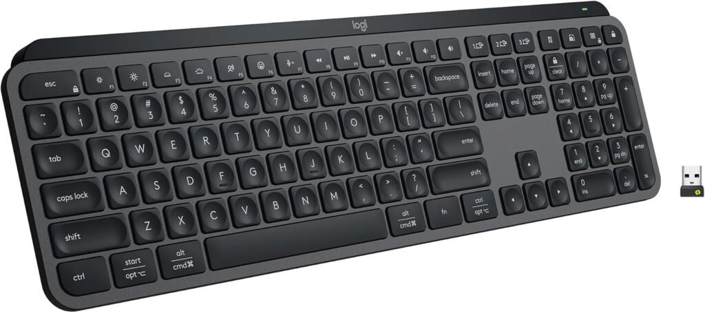 Logitech MX Keys S Wireless Keyboard, Low Profile, Fluid Precise Quiet Typing, Programmable Keys, Backlighting, Bluetooth, USB C Rechargeable, for Windows PC, Linux, Chrome, Mac – Graphite