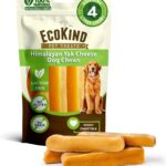 EcoKind Premium Gold Yak Cheese Himalayan Dog Chews, Dog Treats Large Breed, All Natural, High Protein, for Aggressive Chewers, Large – 4 Chews (1 lb)