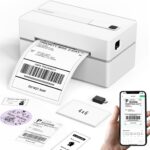 Bluetooth Thermal Shipping Label Printer, 4×6 Portable Thermal Address Label Printer for Small Business, Compatible with iPhone,Android,Windows,Mac–Works with Ebay Shopify USPS&More, White