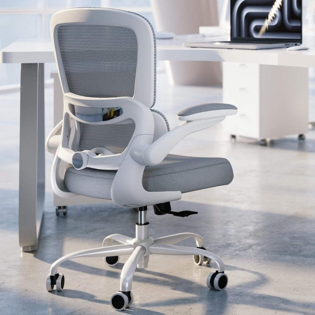 TRALT Office Chair – Ergonomic Desk Chair with Adjustable Lumbar Support, Mesh Computer Chair, Executive Chairs for Home Office Comfortable Lumbar Support (White)