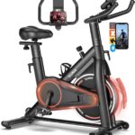 Exercise Bike, Adjustable Magnetic Resistance Stationary Bikes for Home with App Compatible, Quiet Indoor Cycling Bike with 350lbs Weight Capacity Comfortable Seat, Digital Monitor & Phone Mount