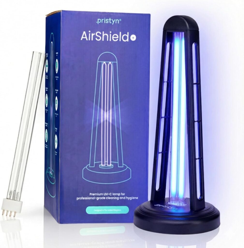 AirShield+ UV Light Sanitizer w/Spare Bulb – Premium UV Sanitizer Device with Remote Control, Timer Settings & Safety Shutoff – Chemical-Free Portable UVC Light for Home & Office