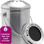 EPICA Countertop Compost Bin Kitchen | 1.3 Gallon | Odorless Composting Bin with Carbon Filters | Indoor Compost Bin with Lid | Stainless Steel Kitchen Composter for Food Scraps & Waste Recycling