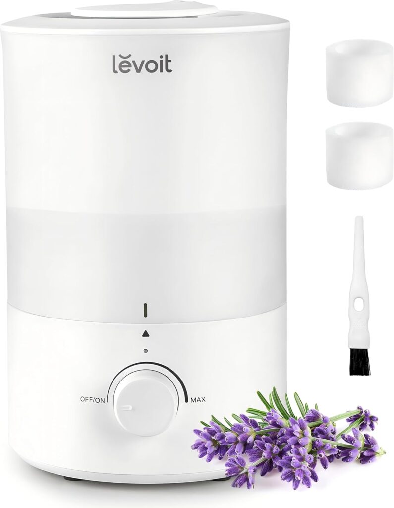 LEVOIT – Humidifiers for Bedroom – Quiet (3L Water Tank) – Cool Mist/Top Fill/Essential Oil Diffuser/25Watt – Home/Large Room – 360° Nozzle – Rapid Ultrasonic Humidification for Baby Nursery/Plant