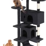 FDW | 54″ Cat Tree Tower | Dark Gray | Multi-Level Indoor Activity Center with Sisal Scratching Posts, Condos, Plush Perches, Hanging Cat Toys | Sturdy, Easy to Assemble | for Kittens & Adult Cats