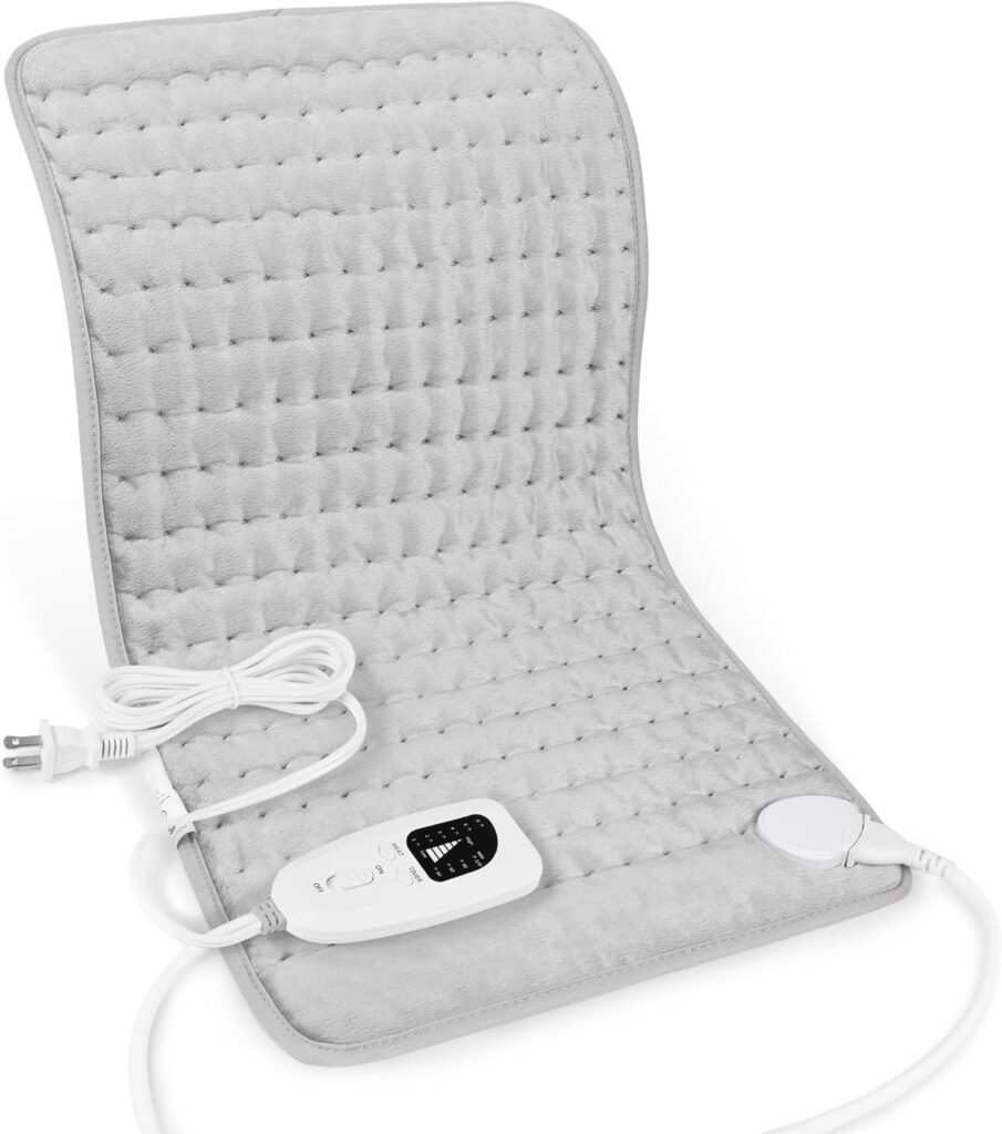 Deepsoon Heating Pad,Electric Heating Pads for Back,Neck,Abdomen,Moist Heating Pad for Shoulder,Knee,Arms,Legs,Dry/Moist Heat & Auto Shut Off,Christmas Gifts for Men and Women,Light Gray,24×12 Inch
