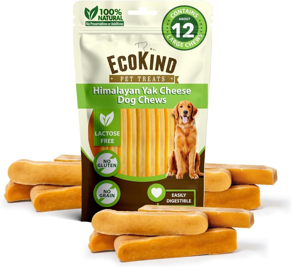 EcoKind Premium Gold Yak Cheese Himalayan Dog Chews, Dog Treats Large Breed, All Natural, High Protein, for Aggressive Chewers, Large – 12+ Chews (3 lb)