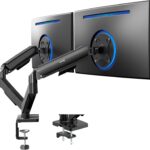 VIVO Dual Monitor up to 32 inches and 19.8 lbs per Screen, Pneumatic Arm Desk Mount, Articulating Counterbalance, VESA Stand, Classic, STAND-V002O