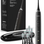 Aquasonic Black Series Ultra Whitening Toothbrush – ADA Accepted Electric Toothbrush- 8 Brush Heads & Travel Case – 40,000 VPM Electric Motor & Wireless Charging – 4 Modes w Smart Timer