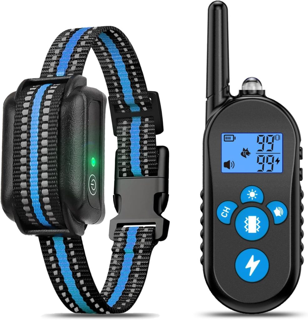 Dog Training Collar, 2500FT Training Collar with Remote for 20-110lbs Medium Large Small Dogs, IPX7 Waterproof Rechargeable eCollar with 4 Training Modes, Beep, Light, Vibration