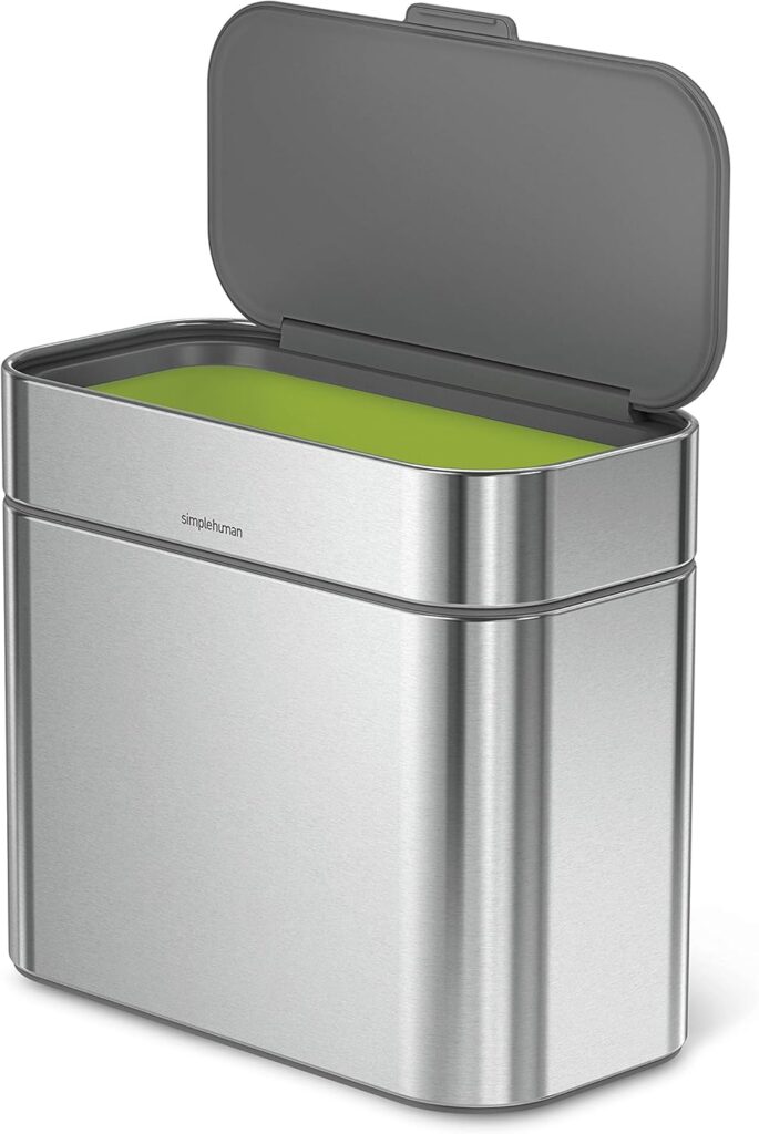 simplehuman Compost Caddy, Detachable and Countertop Bin, 4 Liter / 1.06 Gallon, Brushed Stainless Steel