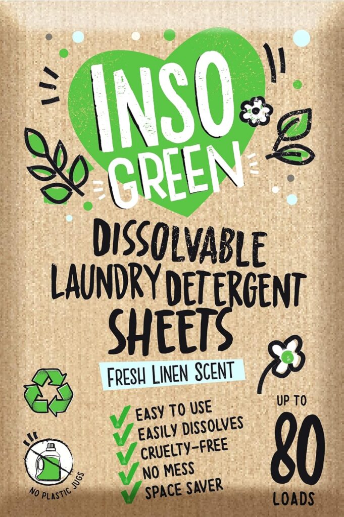 Eco Laundry Detergent Sheets – 80 Loads Laundry Sheets Detergent – 40 No Plastic Jug Washer Soap Sheet – No Mess & Space-Saving Travel Friendly Laundry Detergent