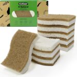 9 Pack Biodegradable Natural Kitchen Sponge – Compostable Cellulose and Coconut Walnut Scrubber Sponge – Eco Friendly Sustainable Sponges for Dishes