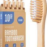 Bamboo Toothbrushes Medium Bristles 10 Pack – BPA Free Medium Bristles Toothbrushes for Adults – Eco-Friendly, Natural Wooden Toothbrush