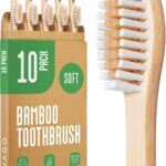 Bamboo Toothbrushes 10 Pack – BPA Free Soft Bristles Toothbrushes, Eco-Friendly, Natural Wooden Toothbrush