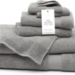 BOLL & BRANCH Plush Bath Sheet Set – Stone – 6 Piece – Includes 2 Oversized Bath Sheets, 2 Hand Towels & 2 Washcloths – 100% Organic Cotton – Ultra Soft & Luxurious – Quick Absorbing