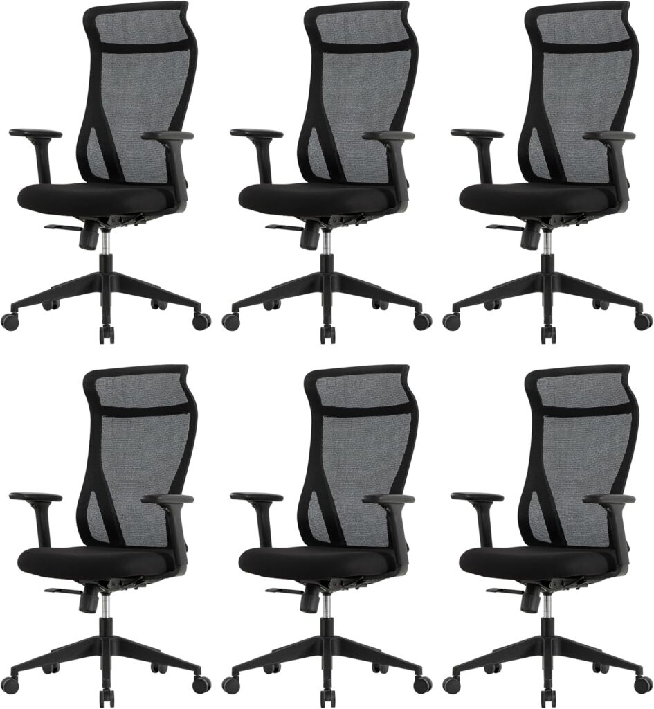 Okeysen Ergonomic Conference Room Chairs Set of 6, High Back Mesh Home Office Desk Chair with S-Shaped Back Support, Reclining Office Chair for Gaming, Swivel Computer Chair with Adjustable Armrest.