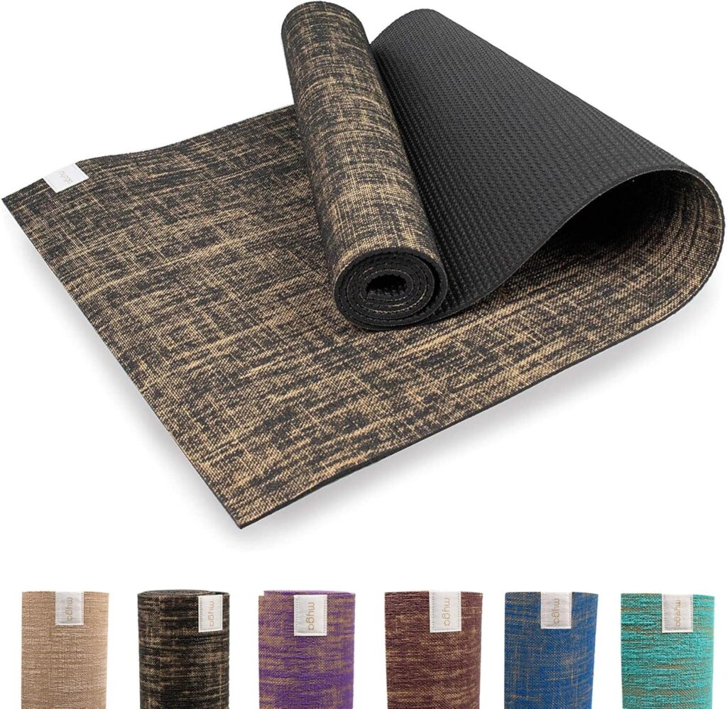 Myga Jute Yoga Mat, High Performance Vegan Floor Exercise Mat, Eco Friendly Biodegradable Yoga Mat with PVC Backing,72″ x 24″, 0.2″ Thickness