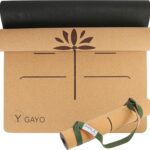 Y O Gayo Premium Yoga Cork Mat | 5mm Thick Natural Tree Rubber Base and Bigger Mat for Extra Support, Alignment lines for Guidance | Non-Slip, Sustainable, Your Ultimate Yoga Companion